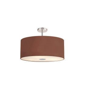 Baymont Polished Chrome 5 Light E27 Drop Flush With 60cm x 22cm Dual Faux Silk Shade Cocoa/Grecian Bronze-1