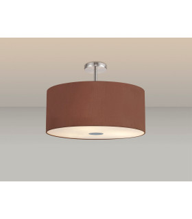 Baymont Polished Chrome 5 Light E27 Drop Flush With 60cm x 22cm Dual Faux Silk Shade Cocoa/Grecian Bronze-2