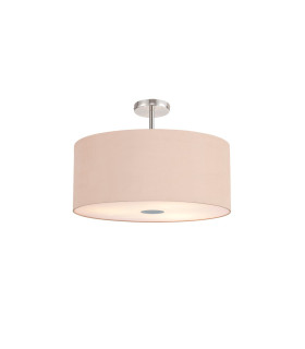 Baymont Polished Chrome 5 Light E27 Drop Flush With 60cm x 22cm Dual Faux Silk Shade Antique Gold/Ruby-1
