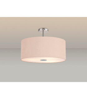 Baymont Polished Chrome 5 Light E27 Drop Flush With 60cm x 22cm Dual Faux Silk Shade Antique Gold/Ruby-2