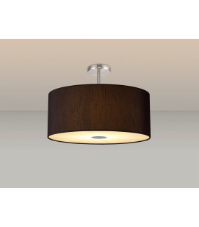 Baymont Polished Chrome 5 Light E27 Drop Flush With 60cm x 22cm Faux Silk Shade Black/White Laminate-2