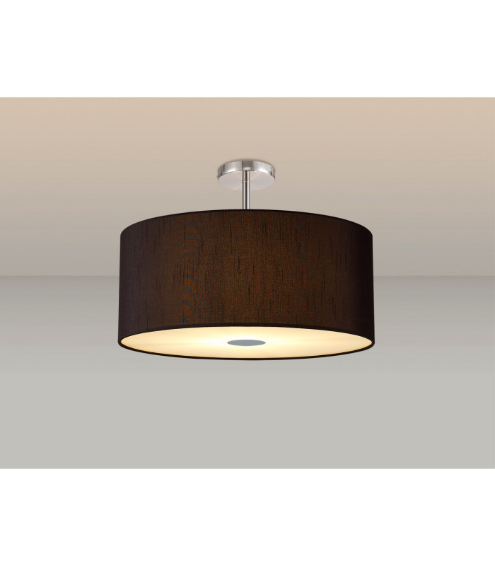 Baymont Polished Chrome 5 Light E27 Drop Flush With 60cm x 22cm Faux Silk Shade Black/White Laminate-2