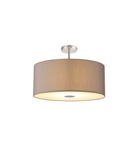 Baymont Polished Chrome 5 Light E27 Drop Flush With 60cm x 22cm Faux Silk Shade Grey/White Laminate-1