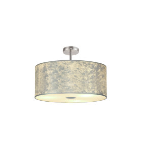 Baymont Polished Chrome 5 Light E27 Drop Flush With 60cm x 22cm Silver Leaf Shade-1