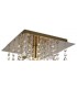 Flush Ceiling 1 Light E14, 250mm Square, Antique Brass, Prism Crystal - 4