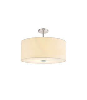 Baymont Polished Chrome 5 Light E27 Drop Flush With 60cm x 22cm Faux Silk Shade Ivory Pearl/White Laminate-1