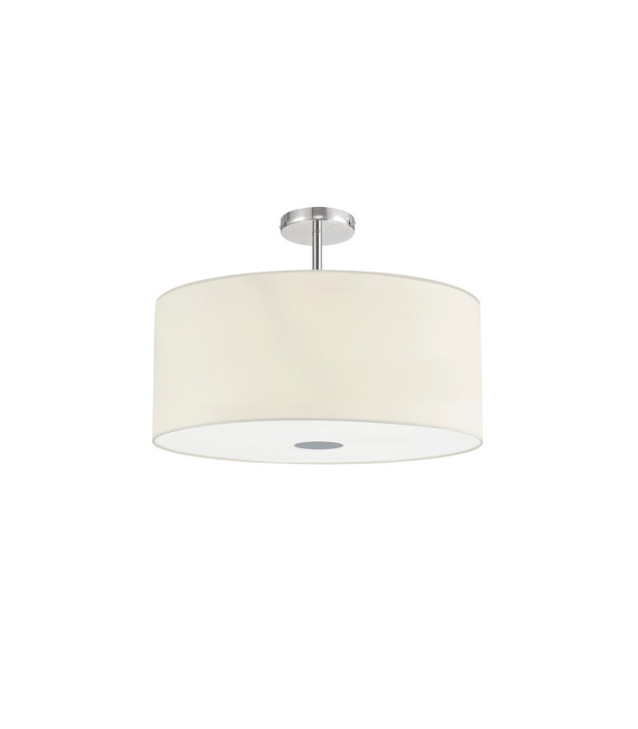Baymont Polished Chrome 5 Light E27 Drop Flush With 60cm x 22cm Faux Silk Shade Ivory Pearl/White Laminate-4