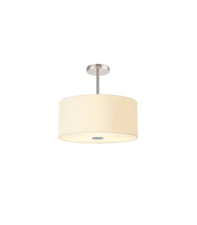 Baymont Polished Chrome 5 Light E27 Semi Flush With 40cm x 18cm Faux Silk Shade Ivory Pearl/White Laminate-1