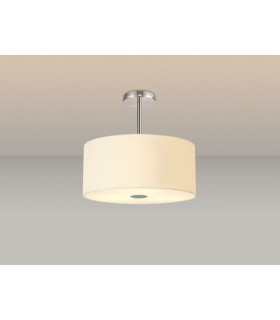 Baymont Polished Chrome 5 Light E27 Semi Flush With 40cm x 18cm Faux Silk Shade Ivory Pearl/White Laminate-2