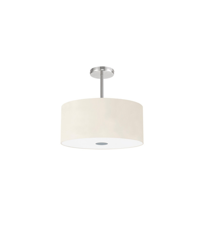 Baymont Polished Chrome 5 Light E27 Semi Flush With 40cm x 18cm Faux Silk Shade Ivory Pearl/White Laminate-4