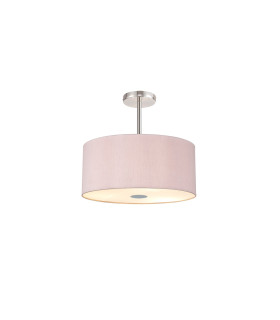 Baymont Polished Chrome 5 Light E27 Semi Flush With 40cm x 18cm Dual Faux Silk Shade Taupe/Halo Gold-1