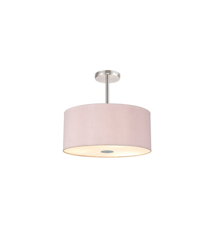 Baymont Polished Chrome 5 Light E27 Semi Flush With 40cm x 18cm Dual Faux Silk Shade Taupe/Halo Gold-1