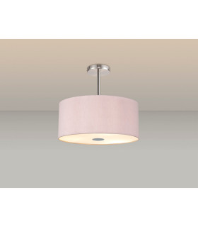 Baymont Polished Chrome 5 Light E27 Semi Flush With 40cm x 18cm Dual Faux Silk Shade Taupe/Halo Gold-2