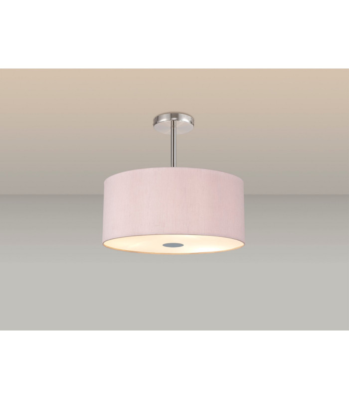 Baymont Polished Chrome 5 Light E27 Semi Flush With 40cm x 18cm Dual Faux Silk Shade Taupe/Halo Gold-2