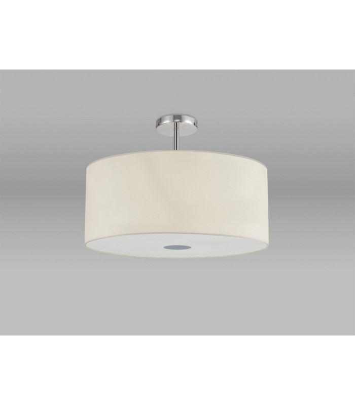 Baymont Polished Chrome 5 Light E27 Drop Flush With 60cm x 22cm Faux Silk Shade Ivory Pearl/White Laminate-13