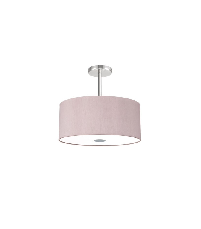 Baymont Polished Chrome 5 Light E27 Semi Flush With 40cm x 18cm Dual Faux Silk Shade Taupe/Halo Gold-4