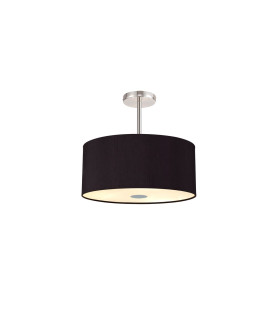 Baymont Polished Chrome 5 Light E27 Semi Flush With 40cm x 18cm Dual Faux Silk Shade Black/Green Olive-1