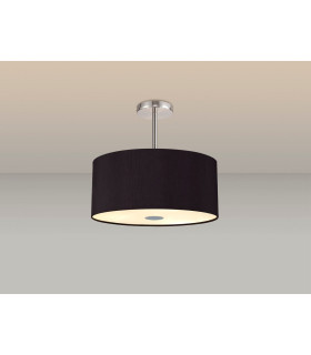 Baymont Polished Chrome 5 Light E27 Semi Flush With 40cm x 18cm Dual Faux Silk Shade Black/Green Olive-2