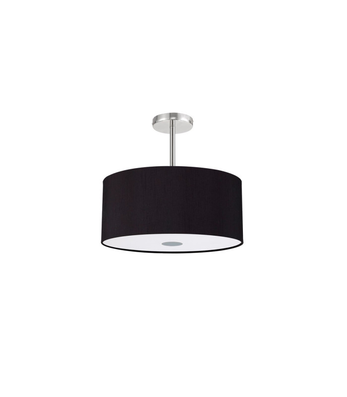 Baymont Polished Chrome 5 Light E27 Semi Flush With 40cm x 18cm Dual Faux Silk Shade Black/Green Olive-4