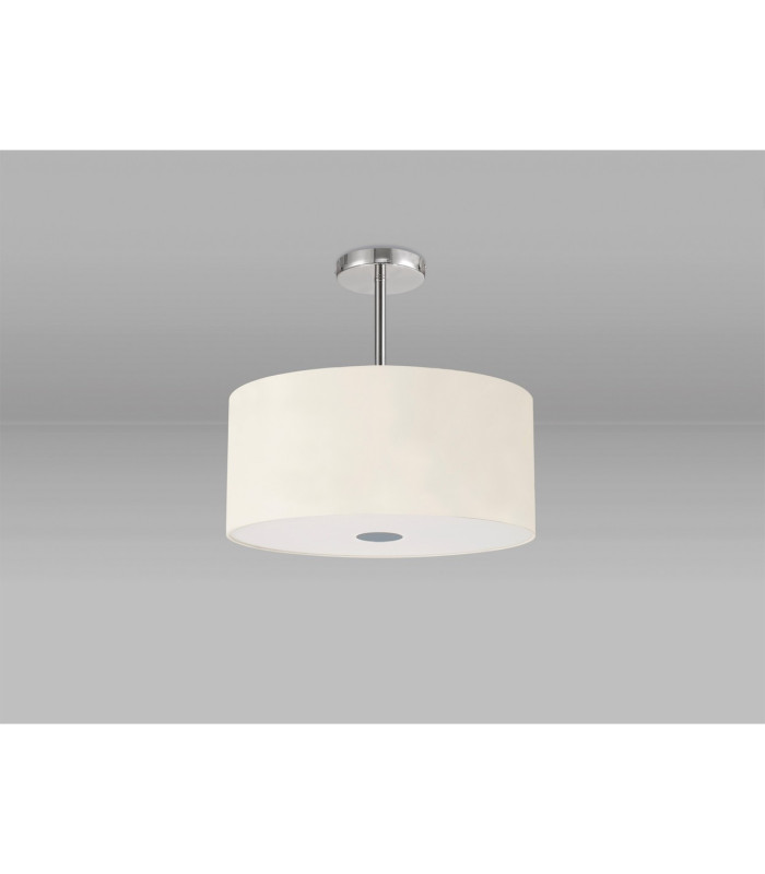 Baymont Polished Chrome 5 Light E27 Semi Flush With 40cm x 18cm Faux Silk Shade Ivory Pearl/White Laminate-13