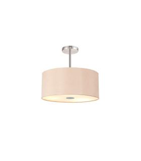 Baymont Polished Chrome 5 Light E27 Semi Flush With 40cm x 18cm Dual Faux Silk Shade Antique Gold/Ruby-1