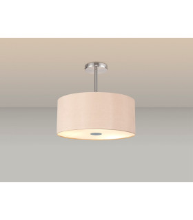Baymont Polished Chrome 5 Light E27 Semi Flush With 40cm x 18cm Dual Faux Silk Shade Antique Gold/Ruby-2