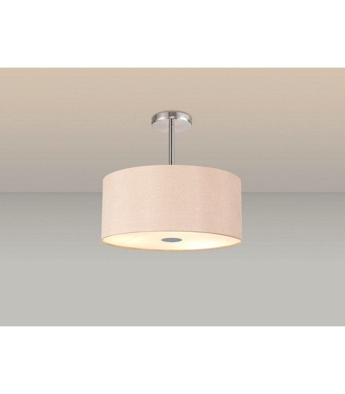 Baymont Polished Chrome 5 Light E27 Semi Flush With 40cm x 18cm Dual Faux Silk Shade Antique Gold/Ruby-2