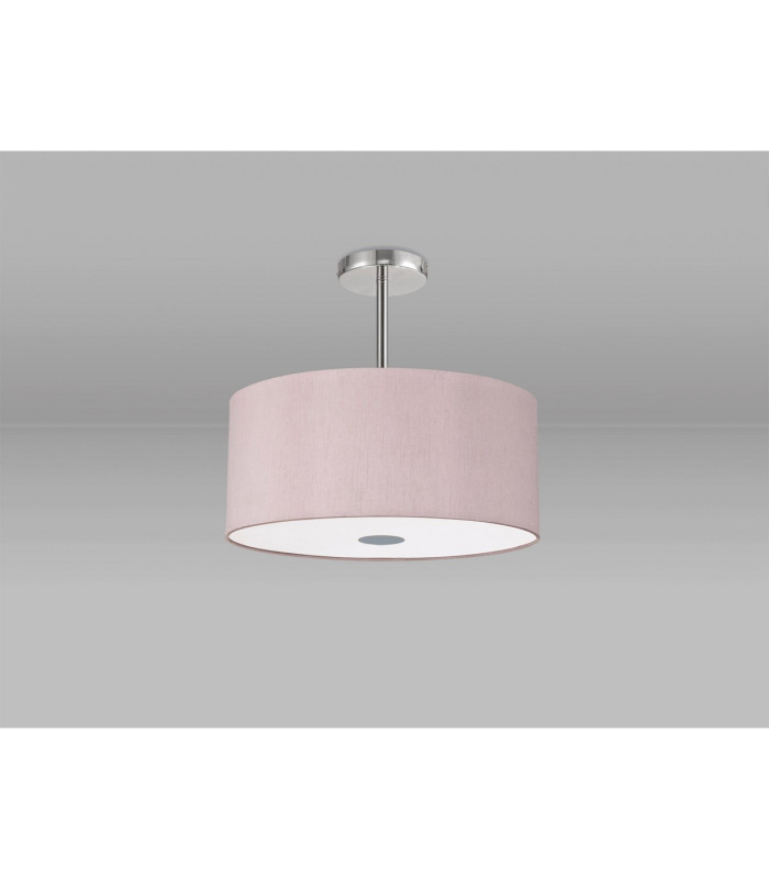 Baymont Polished Chrome 5 Light E27 Semi Flush With 40cm x 18cm Dual Faux Silk Shade Taupe/Halo Gold-13