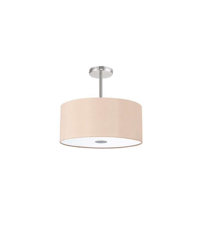 Baymont Polished Chrome 5 Light E27 Semi Flush With 40cm x 18cm Dual Faux Silk Shade Antique Gold/Ruby-4