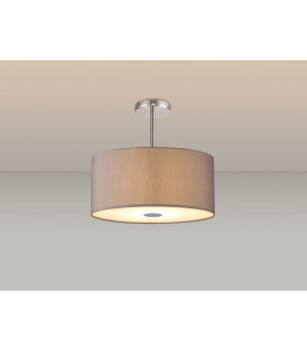 Baymont Polished Chrome 5 Light E27 Semi Flush With 40cm x 18cm Faux Silk Shade Grey/White Laminate-2