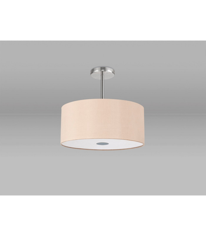 Baymont Polished Chrome 5 Light E27 Semi Flush With 40cm x 18cm Dual Faux Silk Shade Antique Gold/Ruby-13