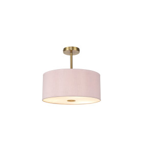 Baymont Antique Brass 5 Light E27 Semi Flush With 40cm x 18cm Dual Faux Silk Shade Taupe/Halo Gold-1