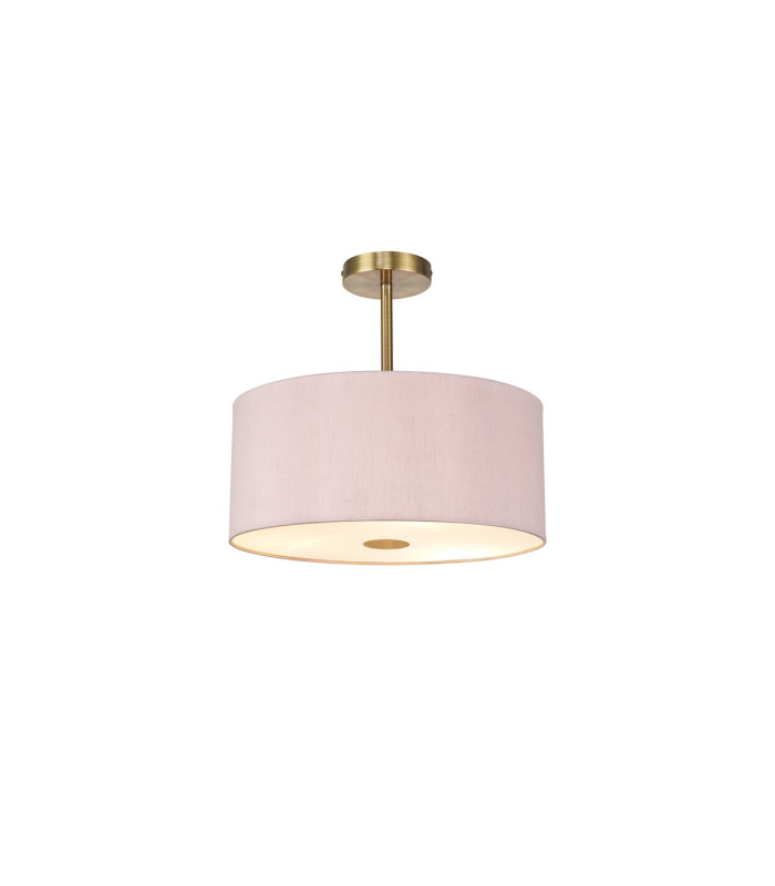 Baymont Antique Brass 5 Light E27 Semi Flush With 40cm x 18cm Dual Faux Silk Shade Taupe/Halo Gold-1