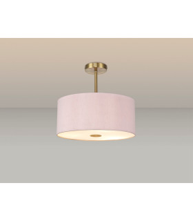 Baymont Antique Brass 5 Light E27 Semi Flush With 40cm x 18cm Dual Faux Silk Shade Taupe/Halo Gold-2