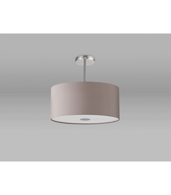 Baymont Polished Chrome 5 Light E27 Semi Flush With 40cm x 18cm Faux Silk Shade Grey/White Laminate-13