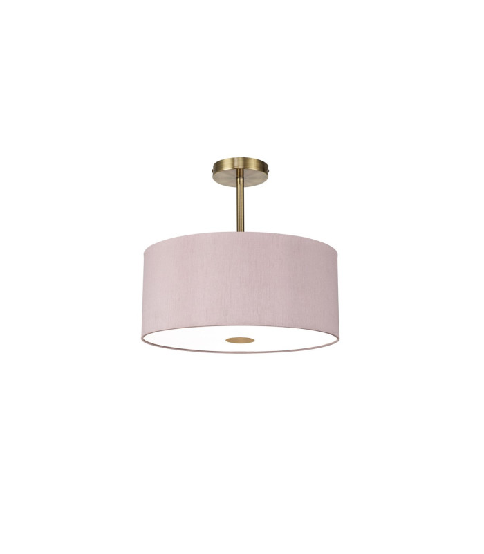 Baymont Antique Brass 5 Light E27 Semi Flush With 40cm x 18cm Dual Faux Silk Shade Taupe/Halo Gold-4
