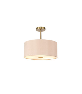 Baymont Antique Brass 5 Light E27 Semi Flush With 40cm x 18cm Dual Faux Silk Shade Antique Gold/Ruby-1