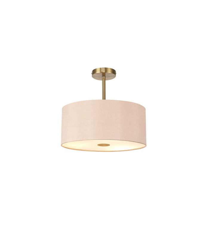 Baymont Antique Brass 5 Light E27 Semi Flush With 40cm x 18cm Dual Faux Silk Shade Antique Gold/Ruby-1