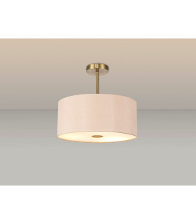 Baymont Antique Brass 5 Light E27 Semi Flush With 40cm x 18cm Dual Faux Silk Shade Antique Gold/Ruby-2