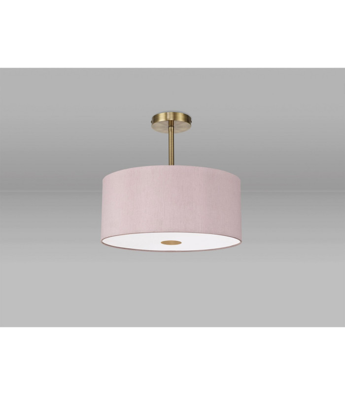 Baymont Antique Brass 5 Light E27 Semi Flush With 40cm x 18cm Dual Faux Silk Shade Taupe/Halo Gold-13