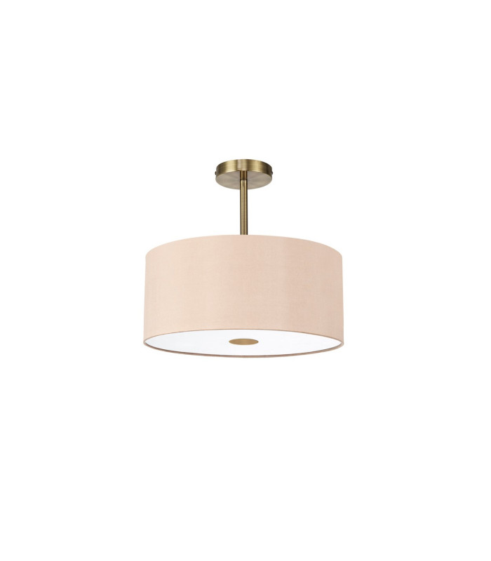 Baymont Antique Brass 5 Light E27 Semi Flush With 40cm x 18cm Dual Faux Silk Shade Antique Gold/Ruby-4