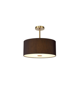 Baymont Antique Brass 5 Light E27 Semi Flush With 40cm x 18cm Faux Silk Shade Black/White Laminate-1
