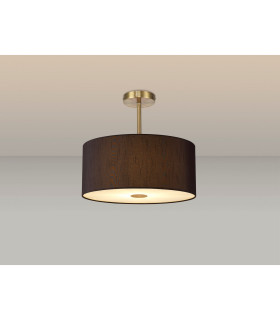 Baymont Antique Brass 5 Light E27 Semi Flush With 40cm x 18cm Faux Silk Shade Black/White Laminate-2
