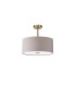 Baymont Antique Brass 5 Light E27 Semi Flush With 40cm x 18cm Faux Silk Shade Grey/White Laminate-4