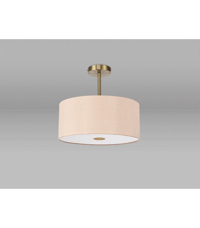 Baymont Antique Brass 5 Light E27 Semi Flush With 40cm x 18cm Dual Faux Silk Shade Antique Gold/Ruby-13