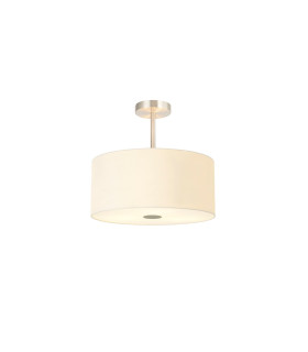 Baymont Satin Nickel 5 Light E27 Semi Flush With 40cm Faux Silk Shade Ivory Pearl/White Laminate-1