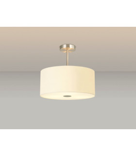 Baymont Satin Nickel 5 Light E27 Semi Flush With 40cm Faux Silk Shade Ivory Pearl/White Laminate-2