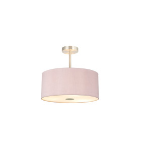 Baymont Satin Nickel 5 Light E27 Semi Flush With 40cm Dual Faux Silk Shade Taupe/Halo Gold-1