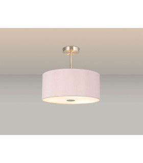 Baymont Satin Nickel 5 Light E27 Semi Flush With 40cm Dual Faux Silk Shade Taupe/Halo Gold-2