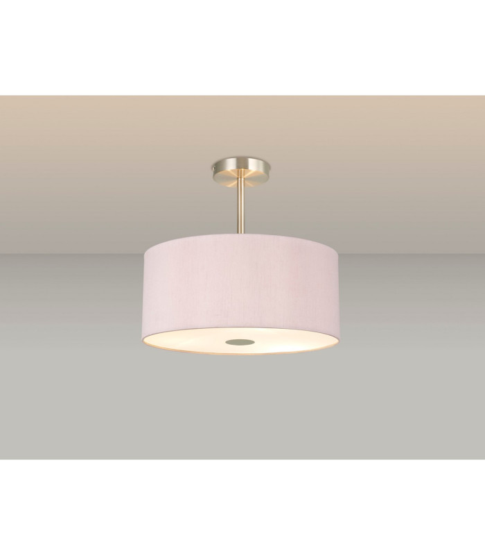 Baymont Satin Nickel 5 Light E27 Semi Flush With 40cm Dual Faux Silk Shade Taupe/Halo Gold-2